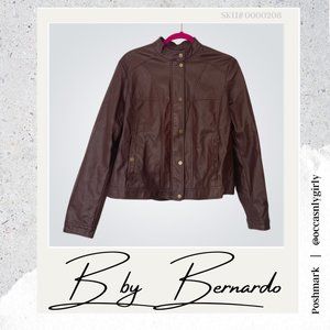 B by Bernardo Brown Faux Leather Moto Style Jacket